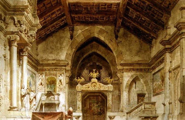 Opera díszlete (akvarell papíron) alkotó: Carlo Ferrario