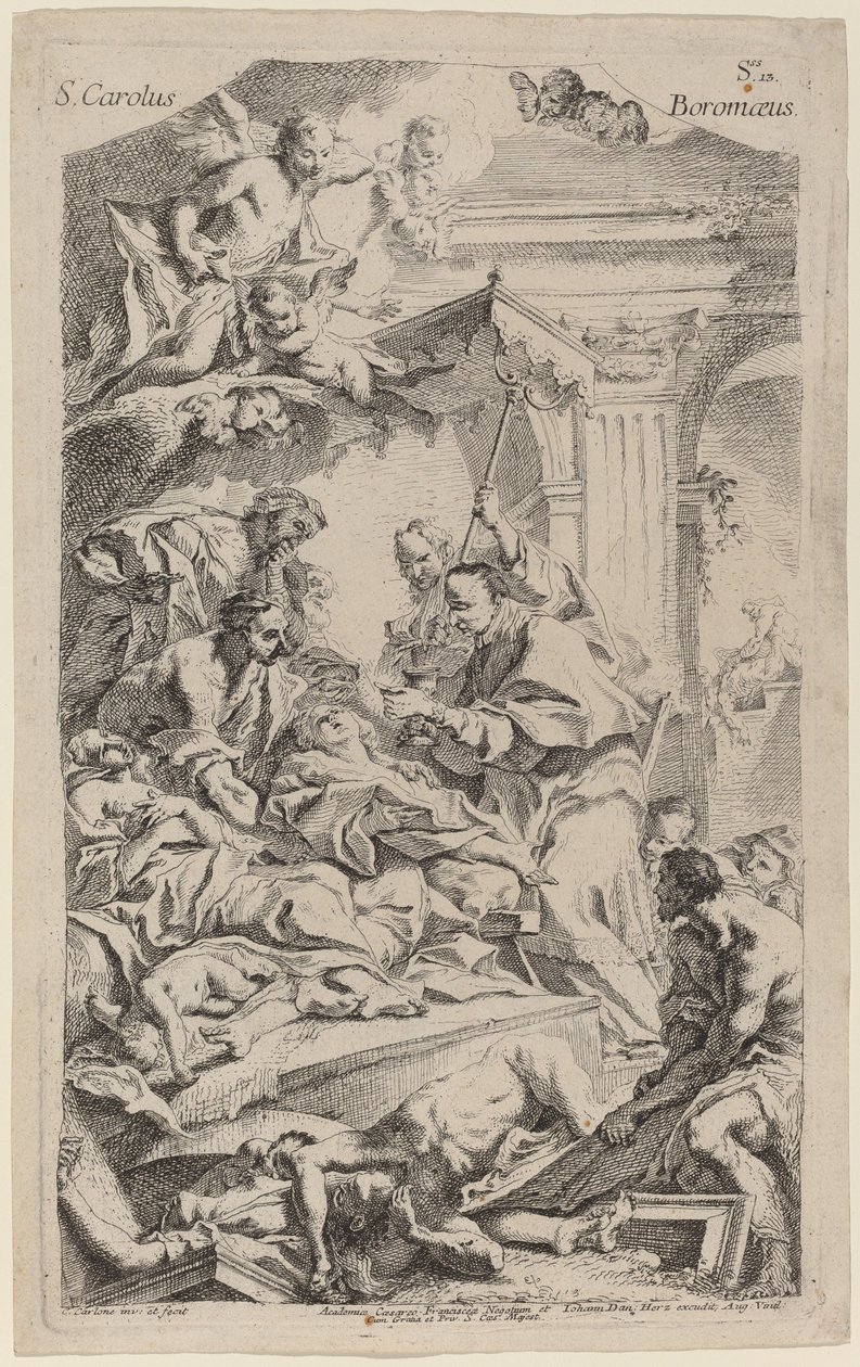 San Carlo Borromeo utolsóáldozást ad a pestis áldozatainak alkotó: Carlo Innocenzo Carlone