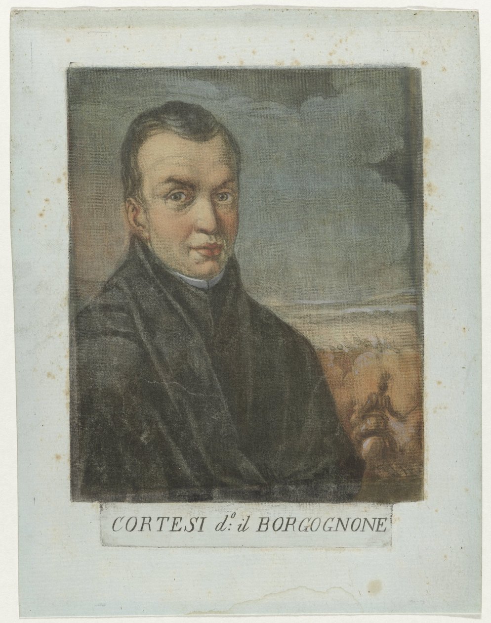 Jacques Courtois schilder portréja Kunstenaars Zelfportret En in de Galleria degli Uffizi te Firenze (sorozat címe) A Real Galleria di Firenze önarcképei (sorozat címe) alkotó: Carlo Lasinio