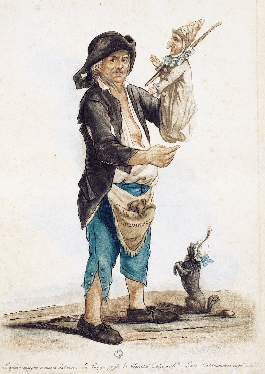 Pierannizzi bábos, Carlo Lasinio (1759-1838) rajza és színes metszete, Olaszország alkotó: Carlo Lasinio