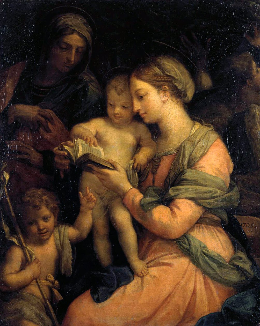 Madonna tanítja olvasni a csecsemő Krisztust”, 1705. alkotó: Carlo Maratta