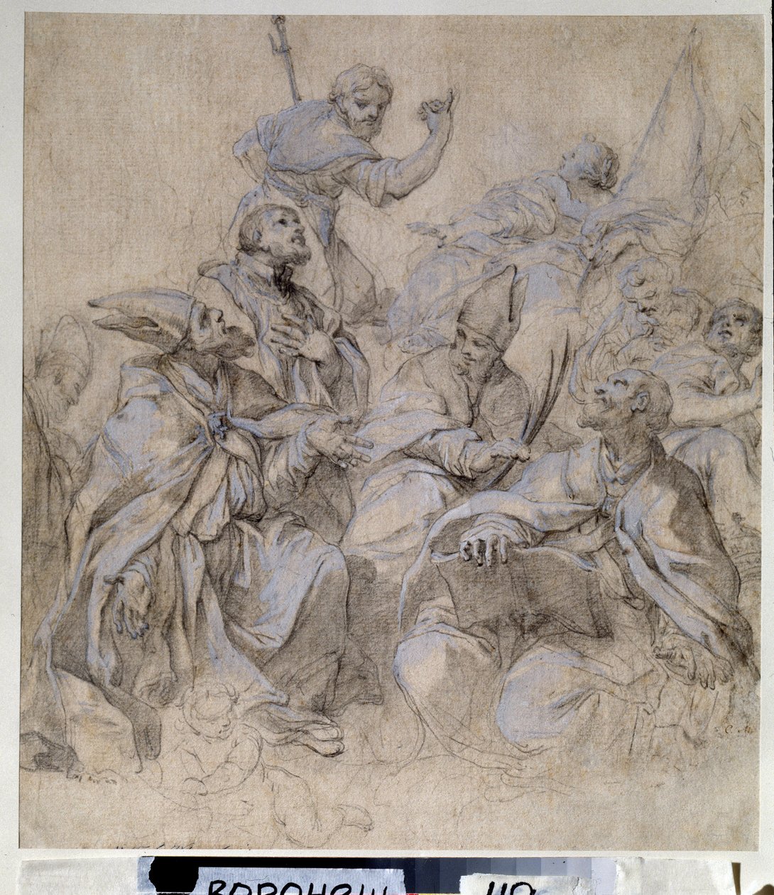 Freskó előkészítő rajz a római Santa Maria del Popolo templomhoz (gouache és ceruza, papír) alkotó: Carlo Maratta or Maratti