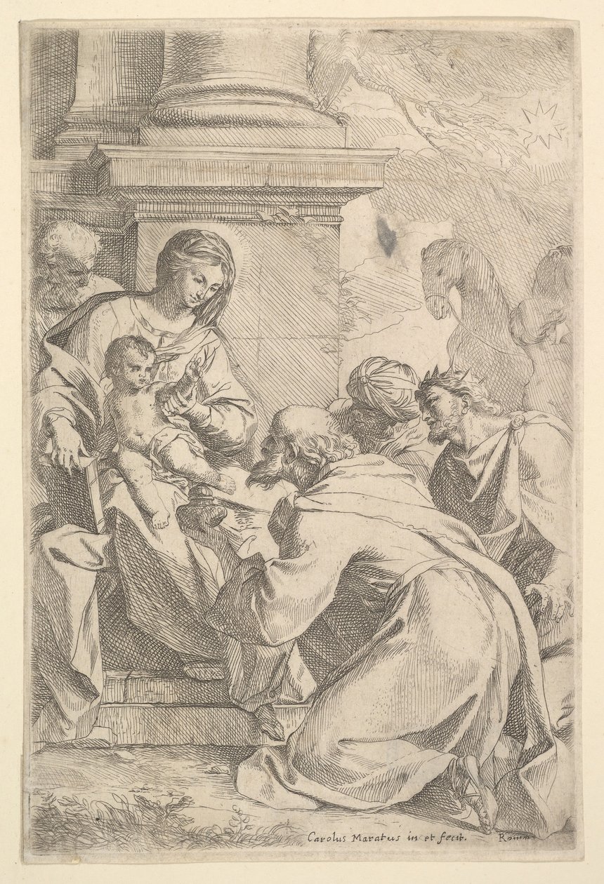 A mágusok imádása. alkotó: Carlo Maratta or Maratti