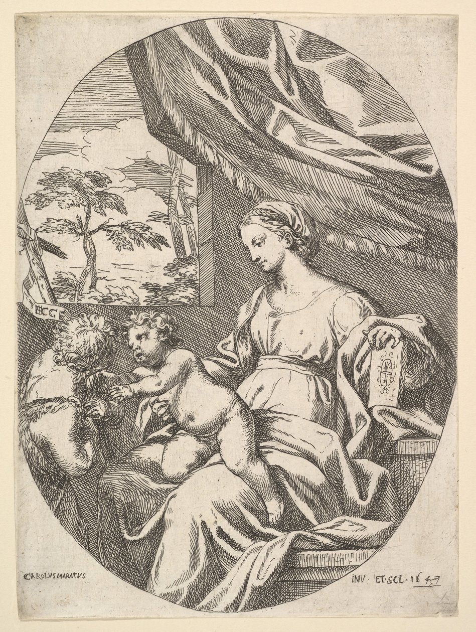 Szűz és gyermek az ifjú Keresztelő Szent Jánossal, 1647. alkotó: Carlo Maratta or Maratti