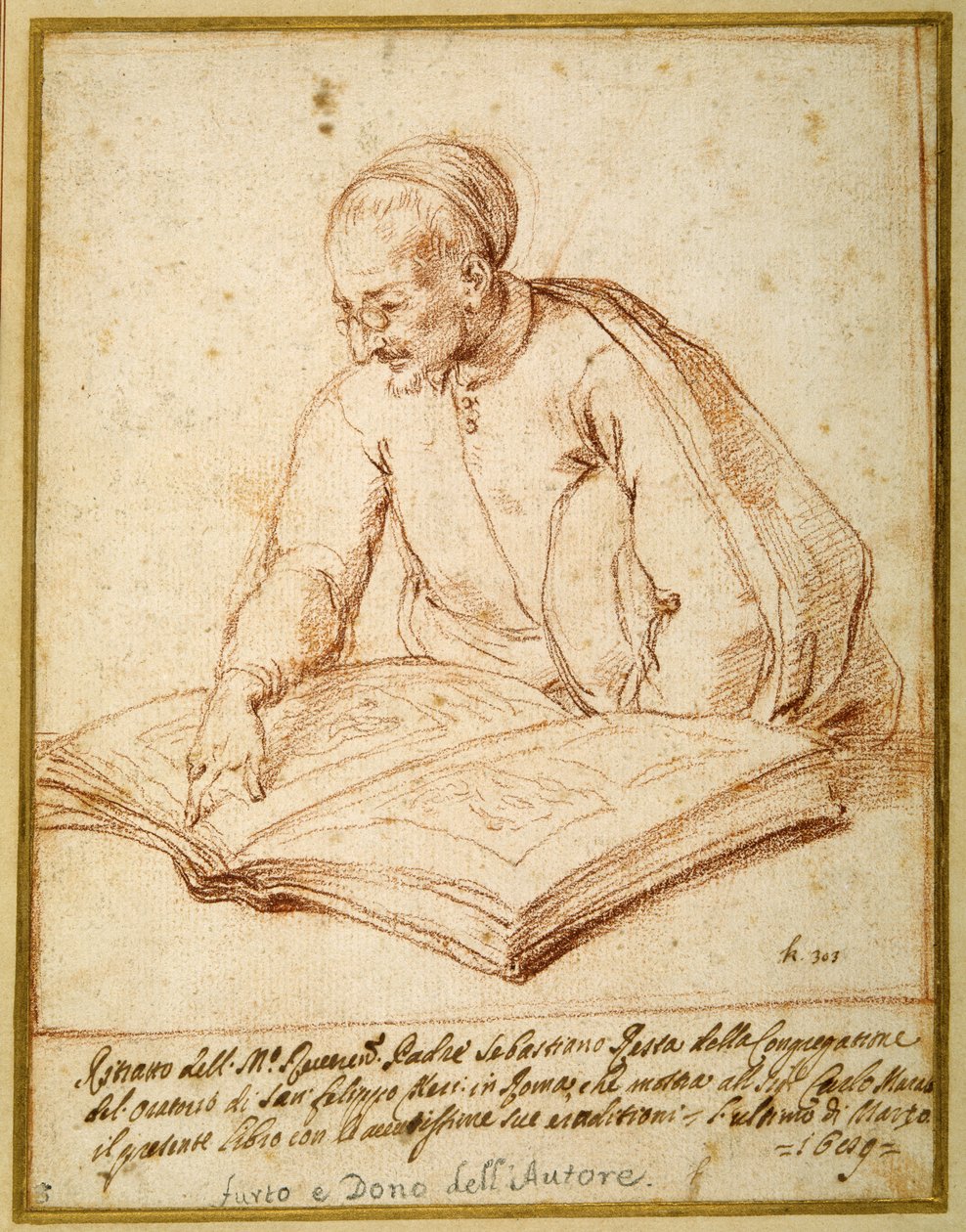 Padre Sebastiano Resta egy rajzfóliót vizsgál (vörös kréta papíron) alkotó: Carlo Maratti