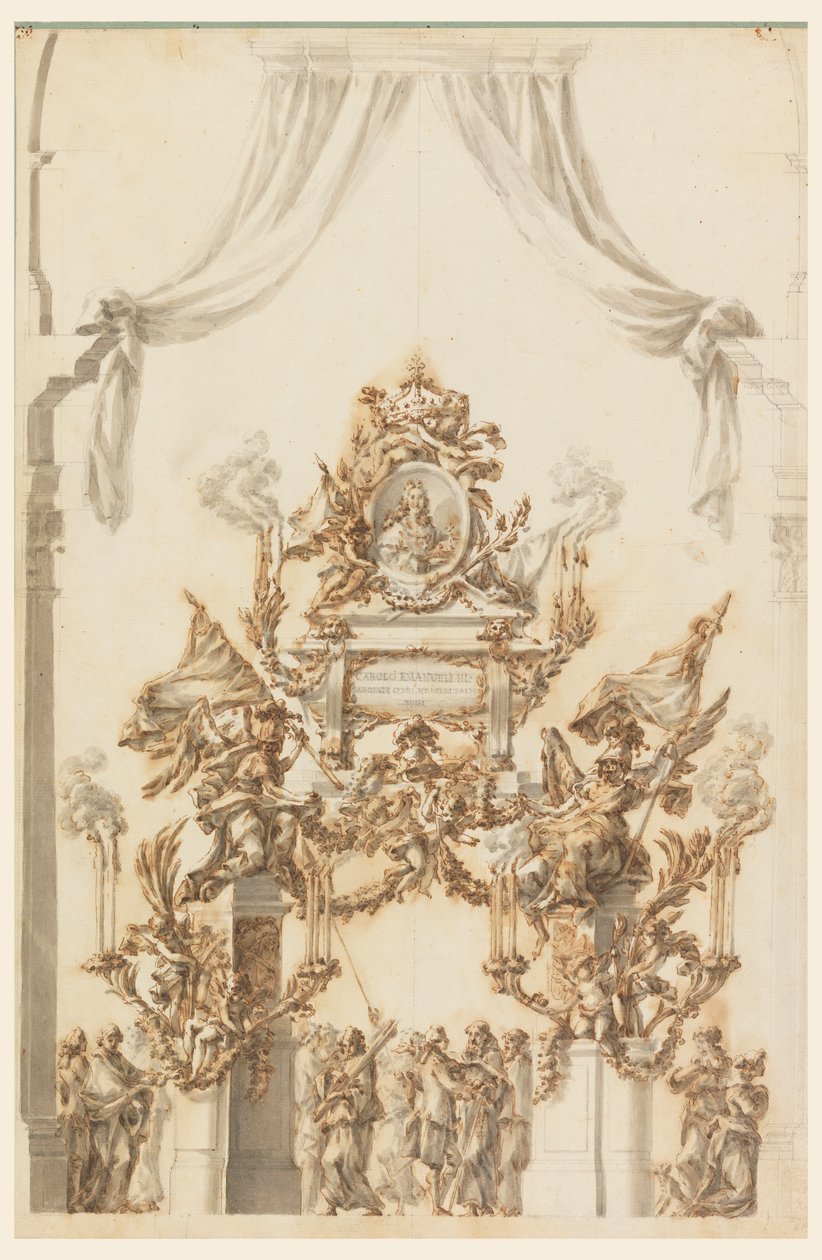 Catafalque tervezése III. Charles Emanuel Szardíniai számára alkotó: Carlo Marchionni