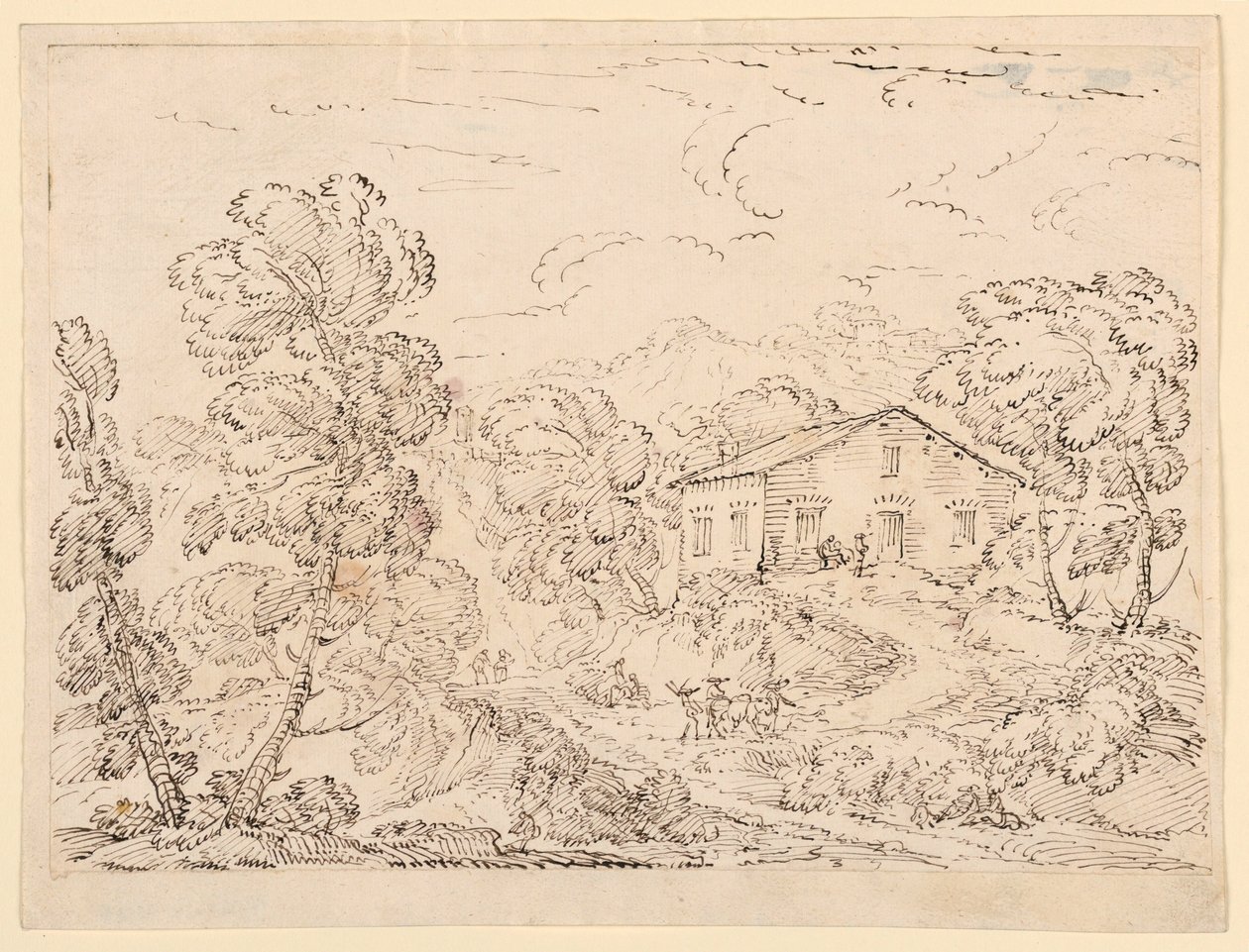 Rajz, Trattoria az erdőben, 1760-1770 alkotó: Carlo Marchionni
