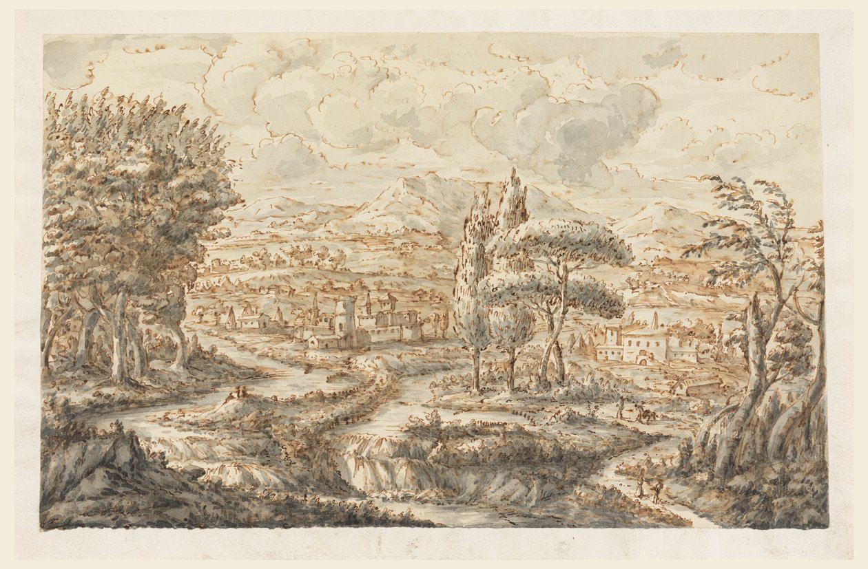 Rajz, A völgy, 1750-70 alkotó: Carlo Marchionni