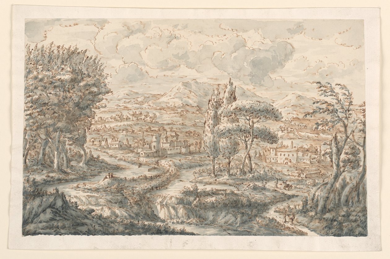 Rajz, A völgy, 1750-70 alkotó: Carlo Marchionni
