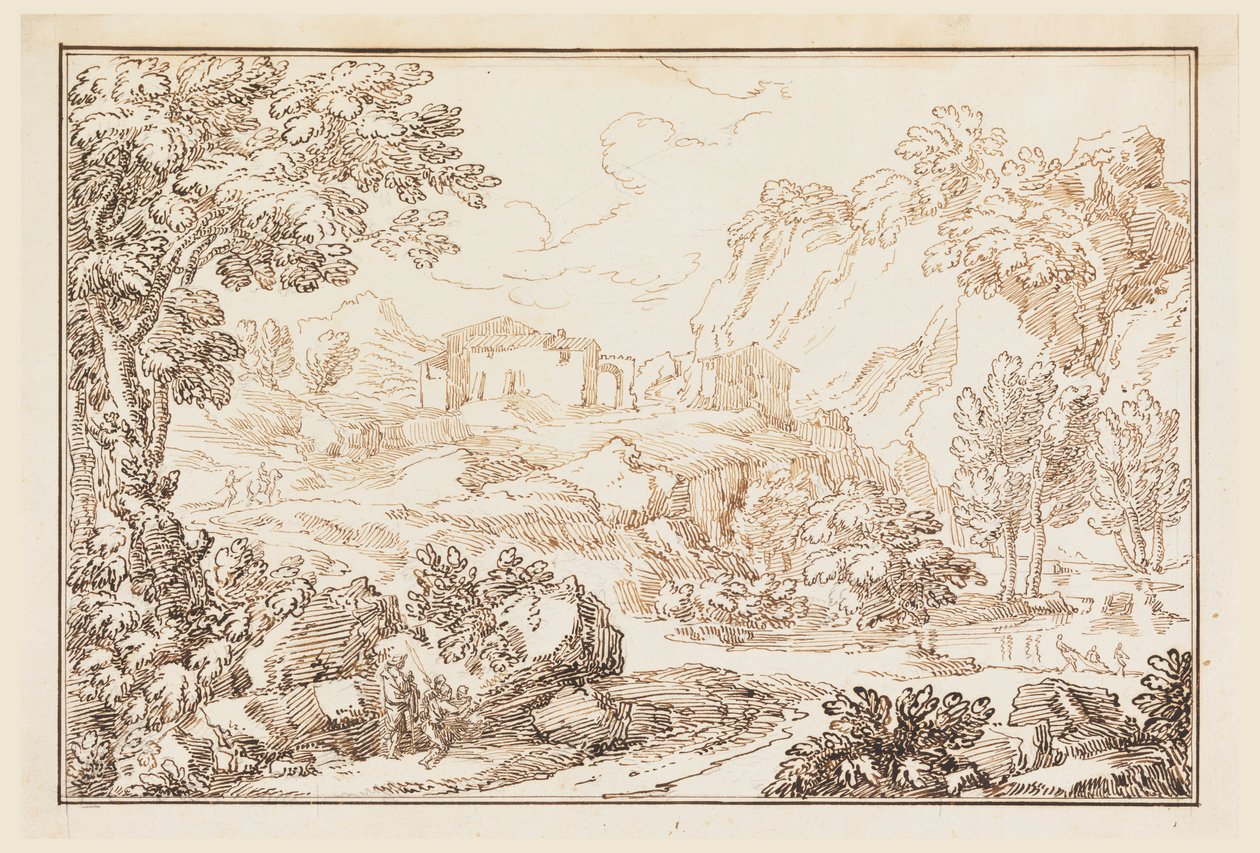 Rajz, Tájkép, 1770-86 alkotó: Carlo Marchionni