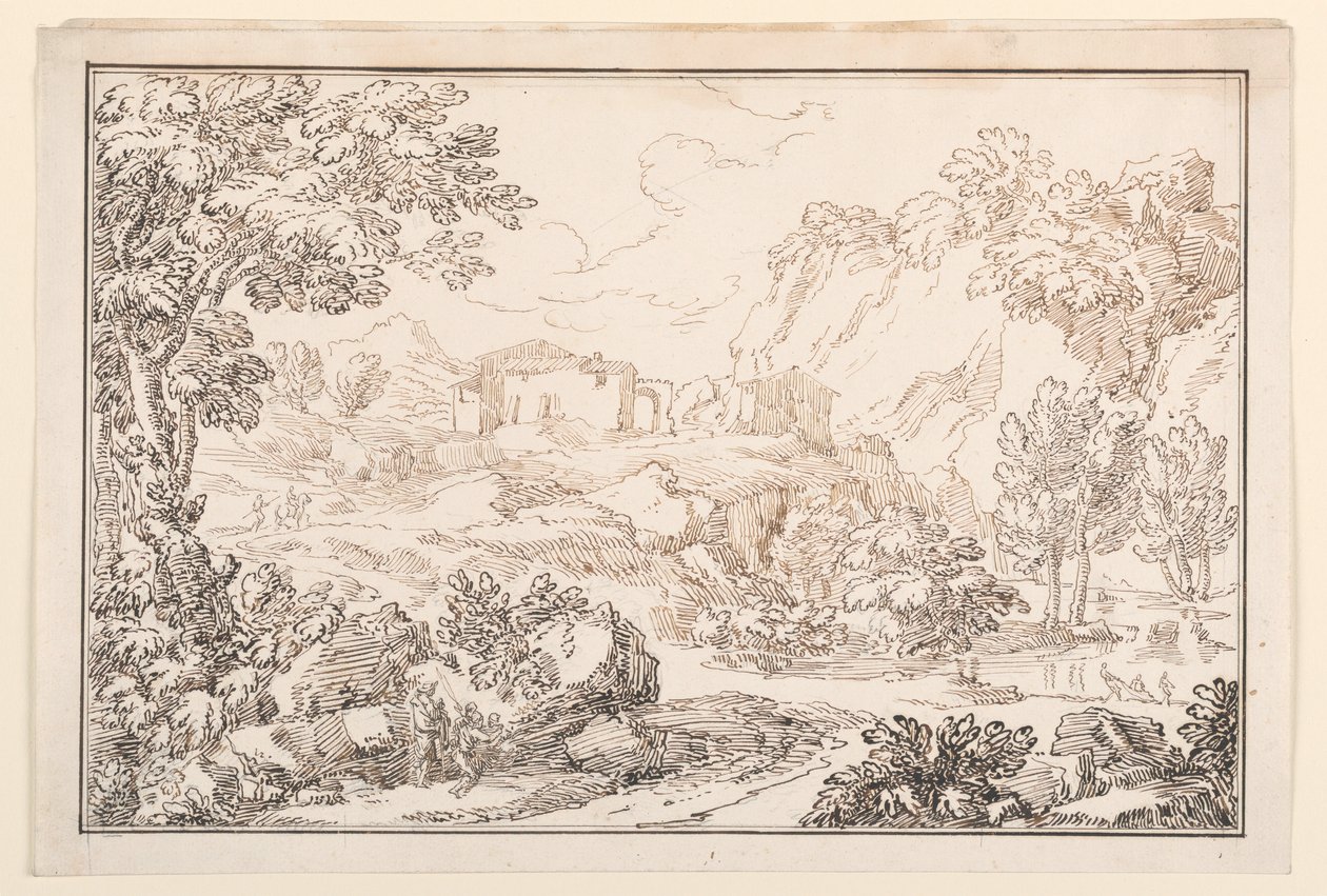 Rajz, Tájkép, 1770-86 alkotó: Carlo Marchionni