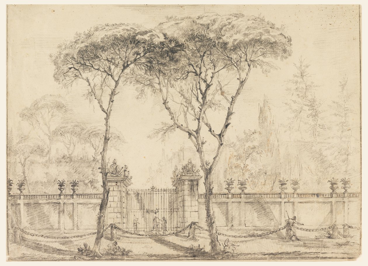 Rajz, Egy villa kapujában, 1770-86 alkotó: Carlo Marchionni