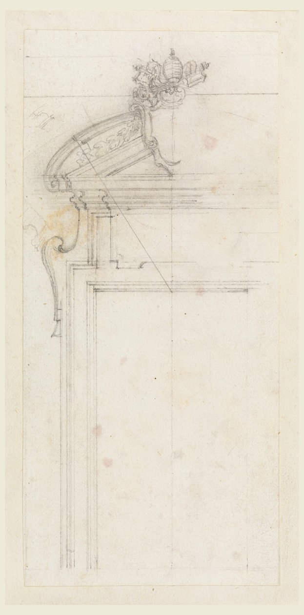 Rajz, terv egy ajtótartó tokhoz, 1725-50 alkotó: Carlo Marchionni