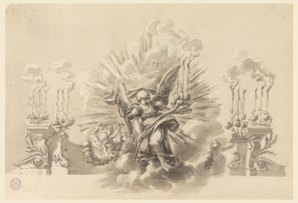 Rajz, Szertartási díszítés terve, 1760 körül. alkotó: Carlo Marchionni