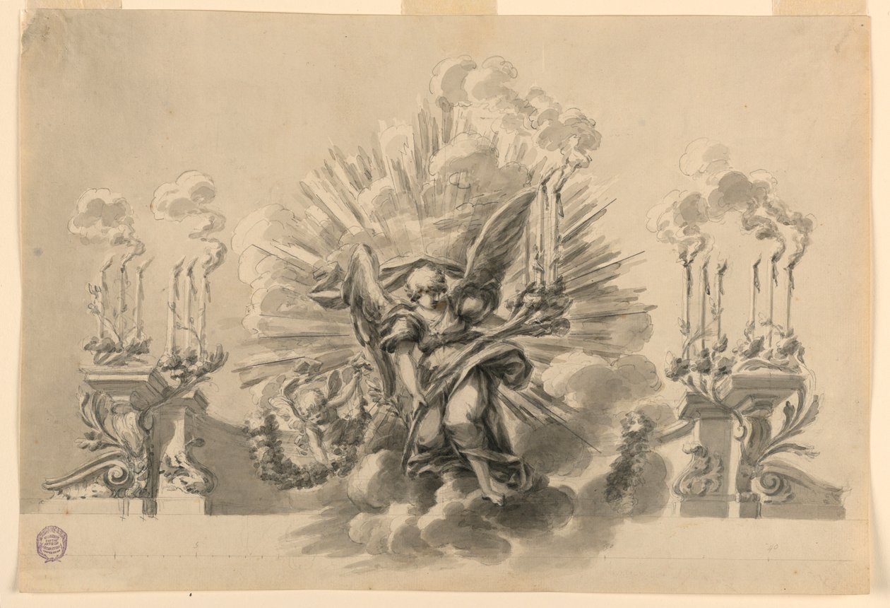 Rajz, Szertartási díszítés terve, 1760 körül. alkotó: Carlo Marchionni