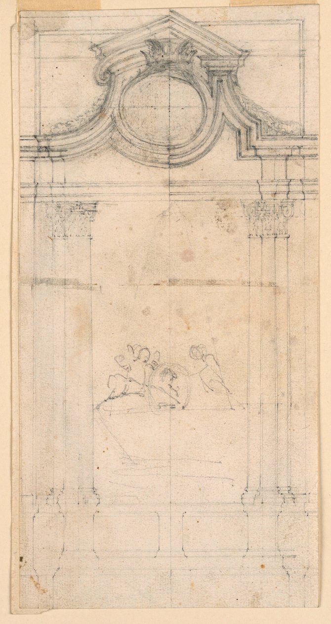 Rajz, Egy kerengő síremlékének terve, 1745 körül. alkotó: Carlo Marchionni