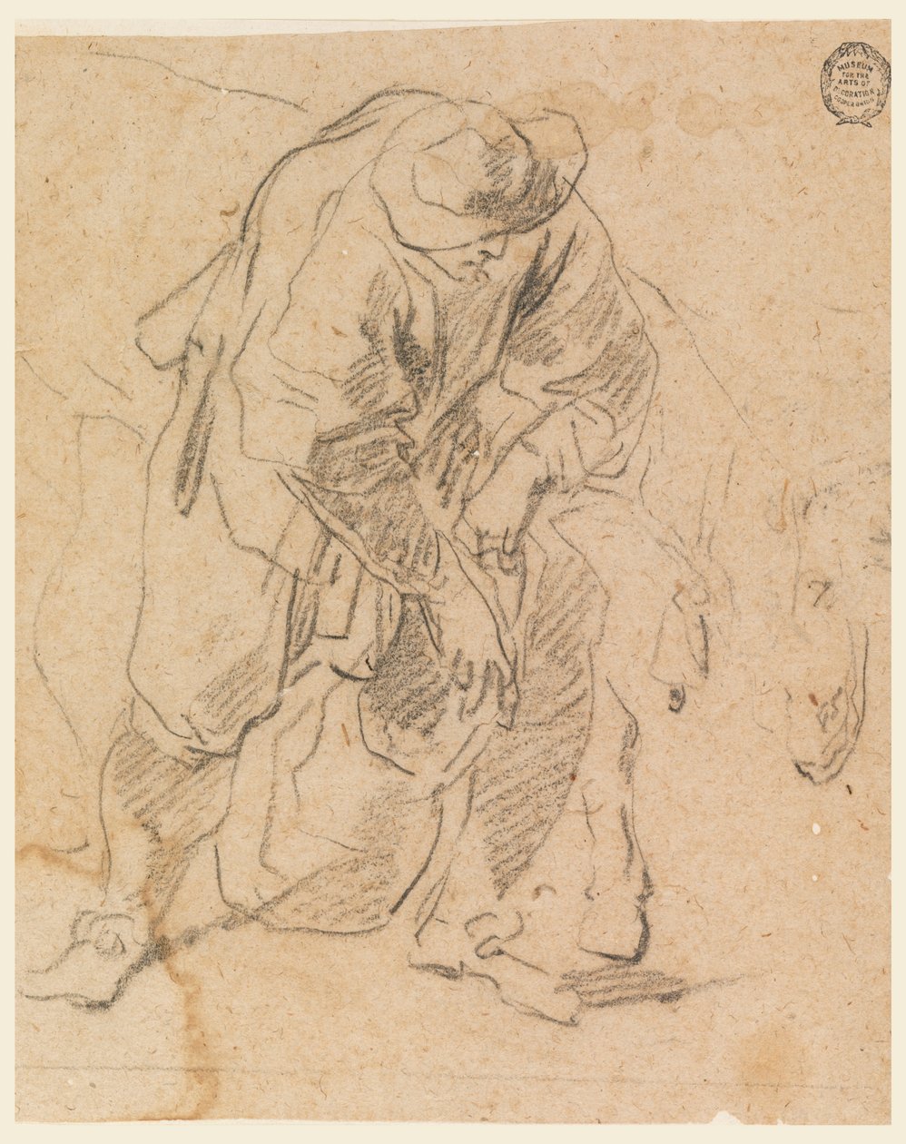 Rajz, Parasztember táskával, 1728-78 alkotó: Carlo Marchionni