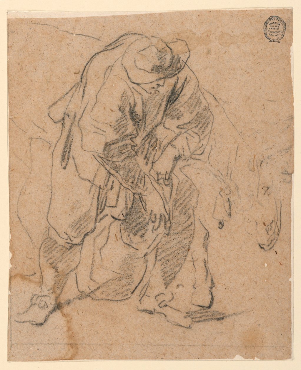 Rajz, Parasztember táskával, 1728-78 alkotó: Carlo Marchionni
