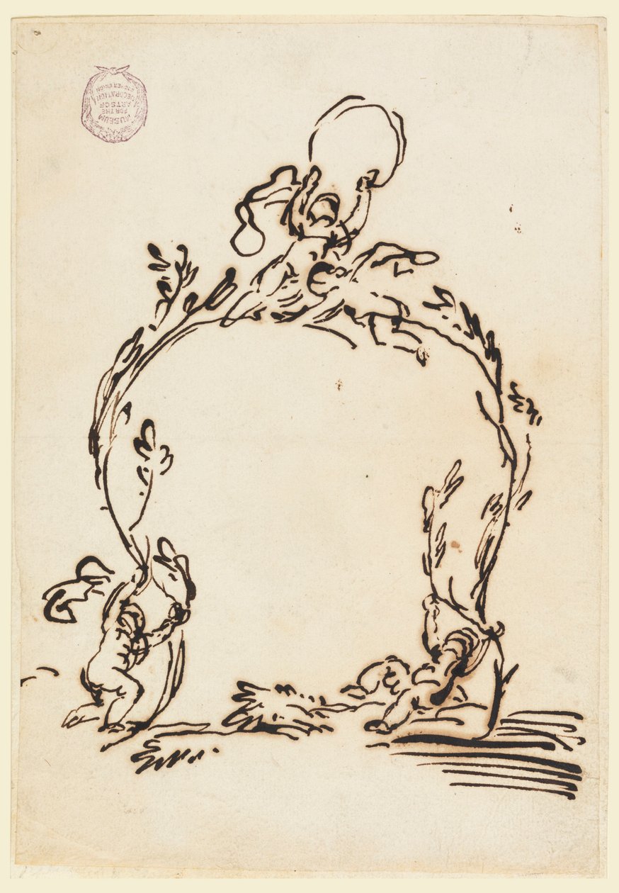 Rajz, Kartuszi vázlat, 1760-80 alkotó: Carlo Marchionni