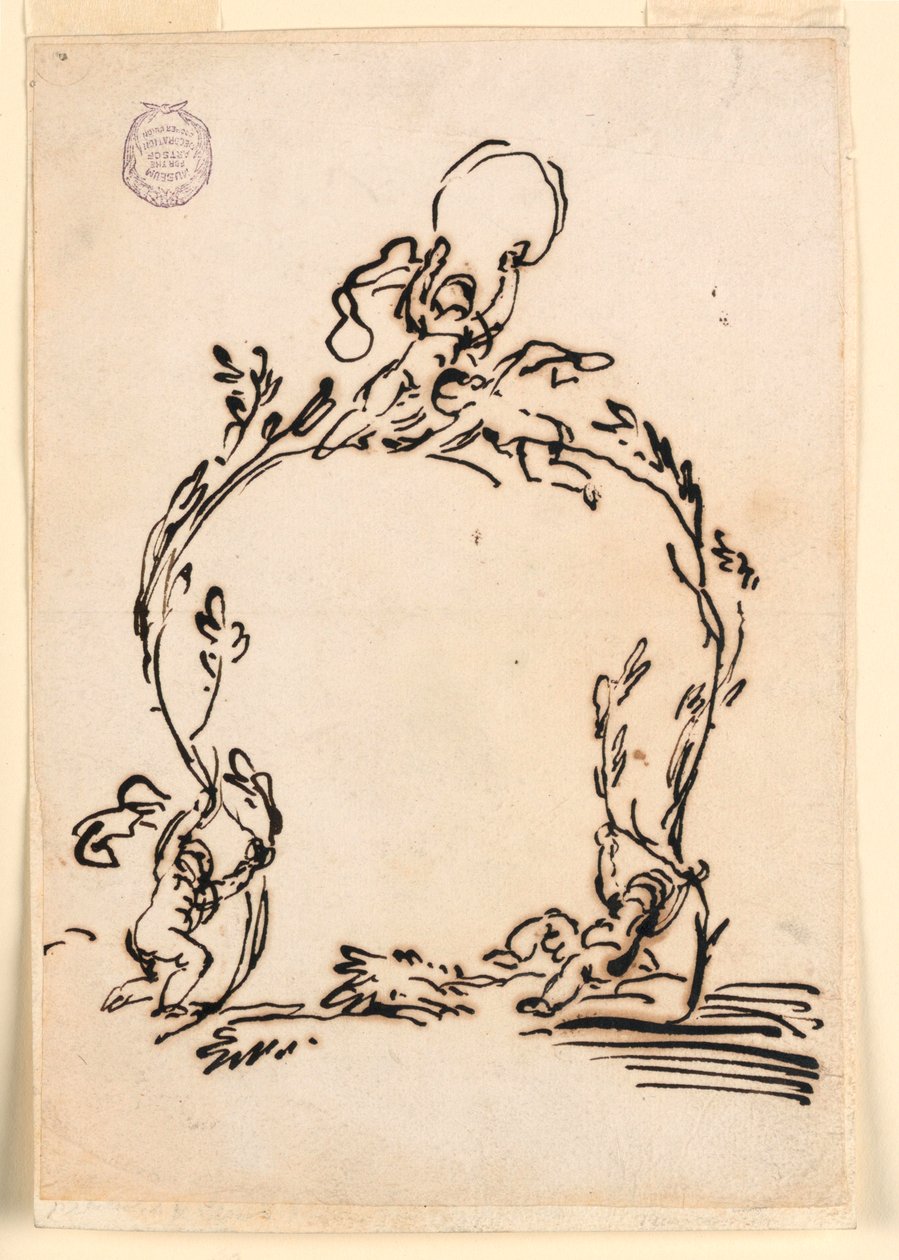 Rajz, Kartuszi vázlat, 1760-80 alkotó: Carlo Marchionni