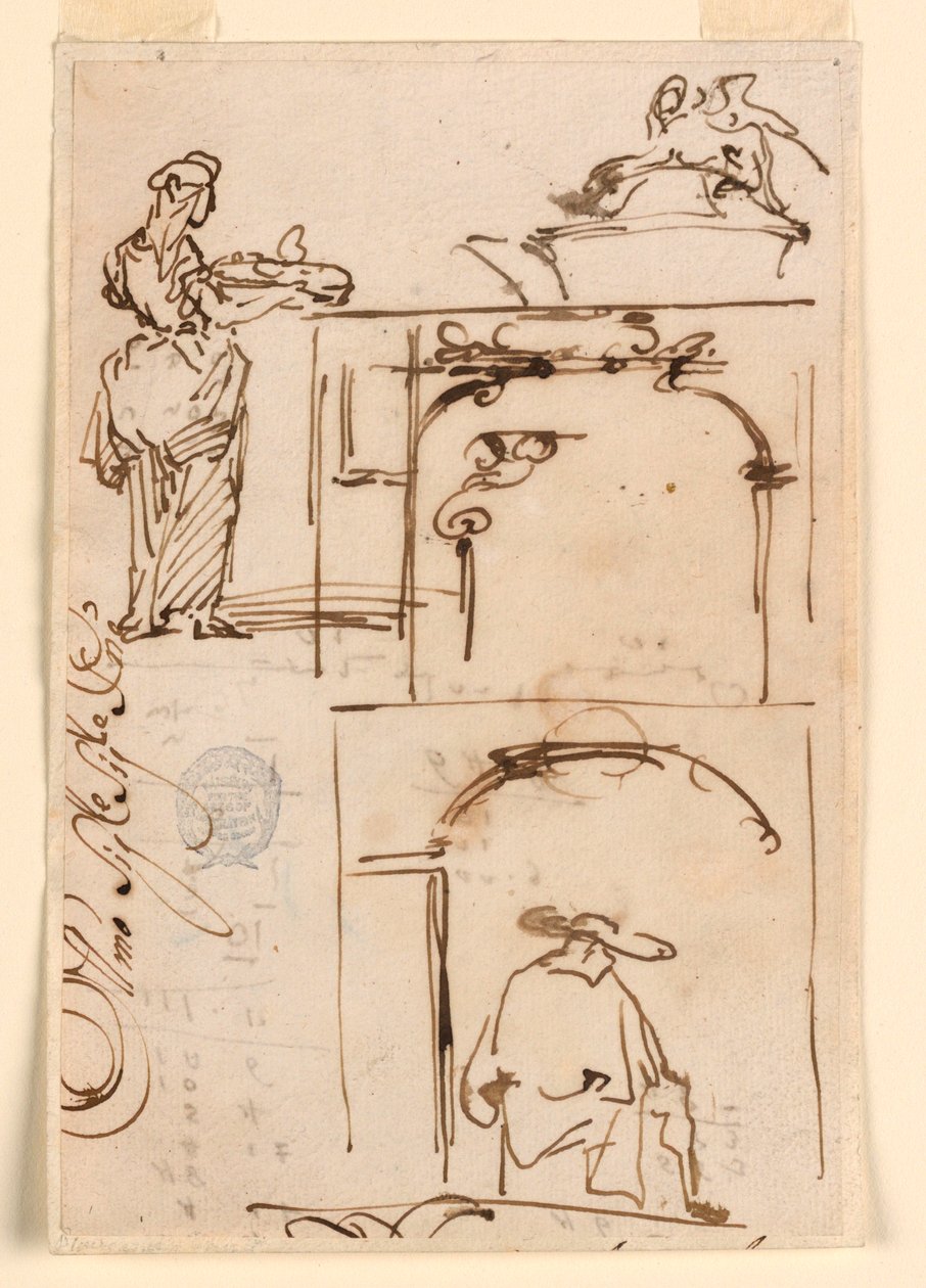 Rajz, vázlatok, 1725-50 alkotó: Carlo Marchionni