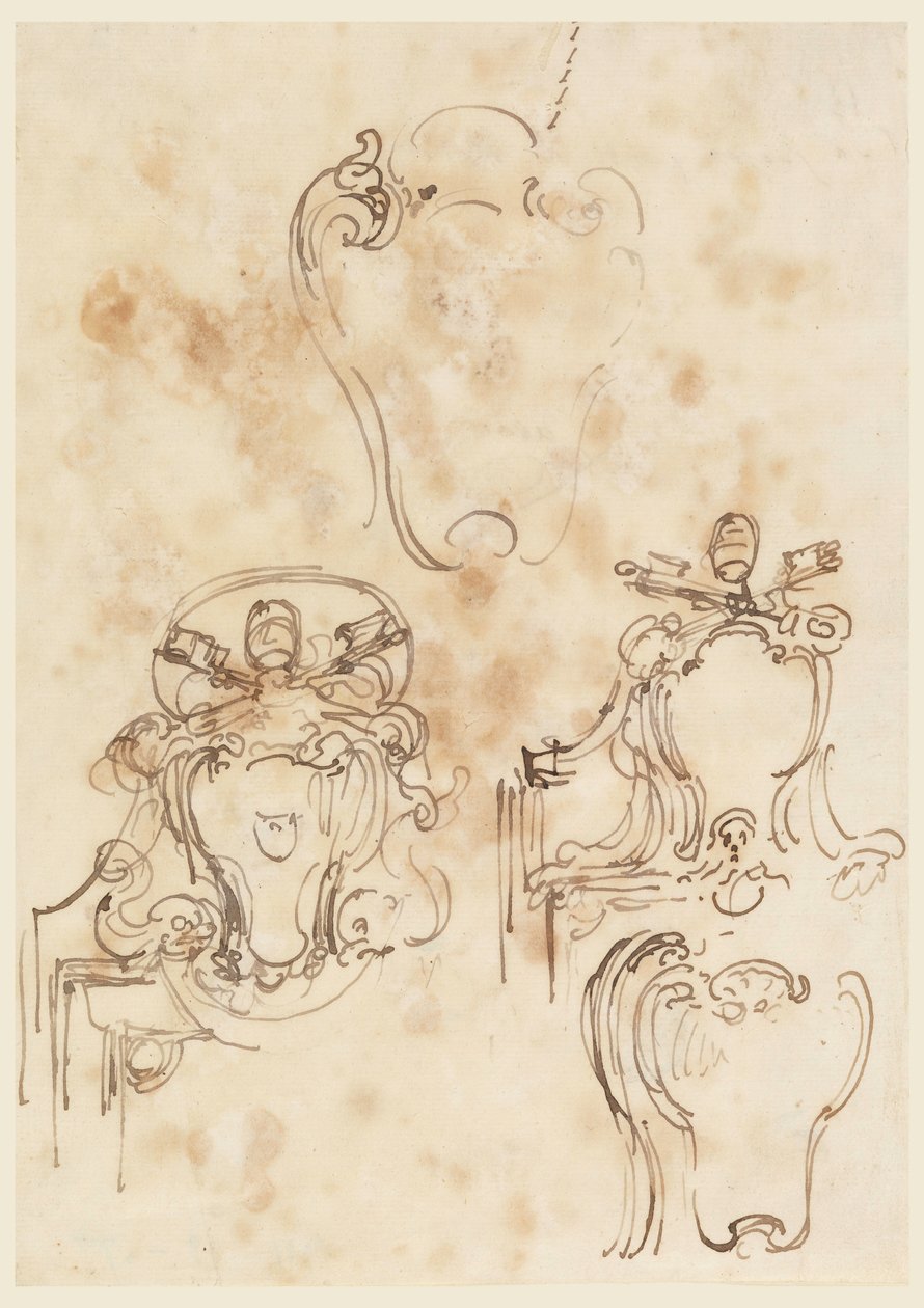 Rajz, vázlatok keretekhez és karnisokhoz, 1758-69 alkotó: Carlo Marchionni