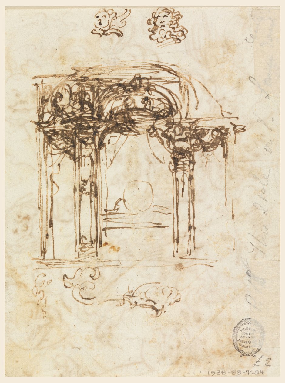 Rajz, fejtanulmányok, 1760-80 alkotó: Carlo Marchionni