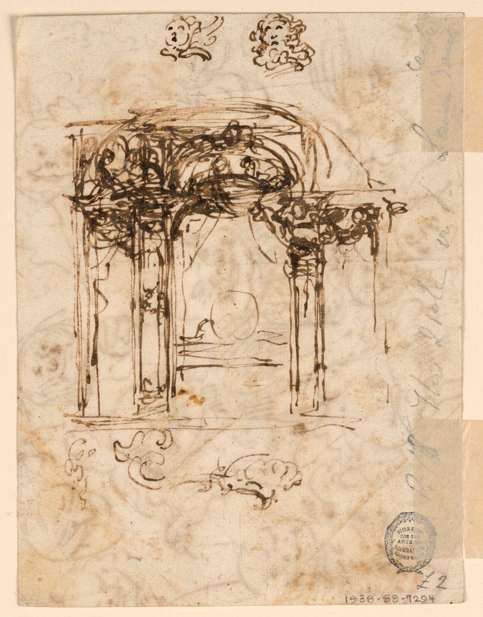 Rajz, fejtanulmányok, 1760-80 alkotó: Carlo Marchionni