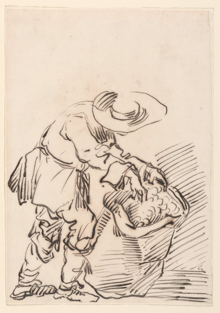 Rajz, dolgozó paraszt, 1728-78 alkotó: Carlo Marchionni