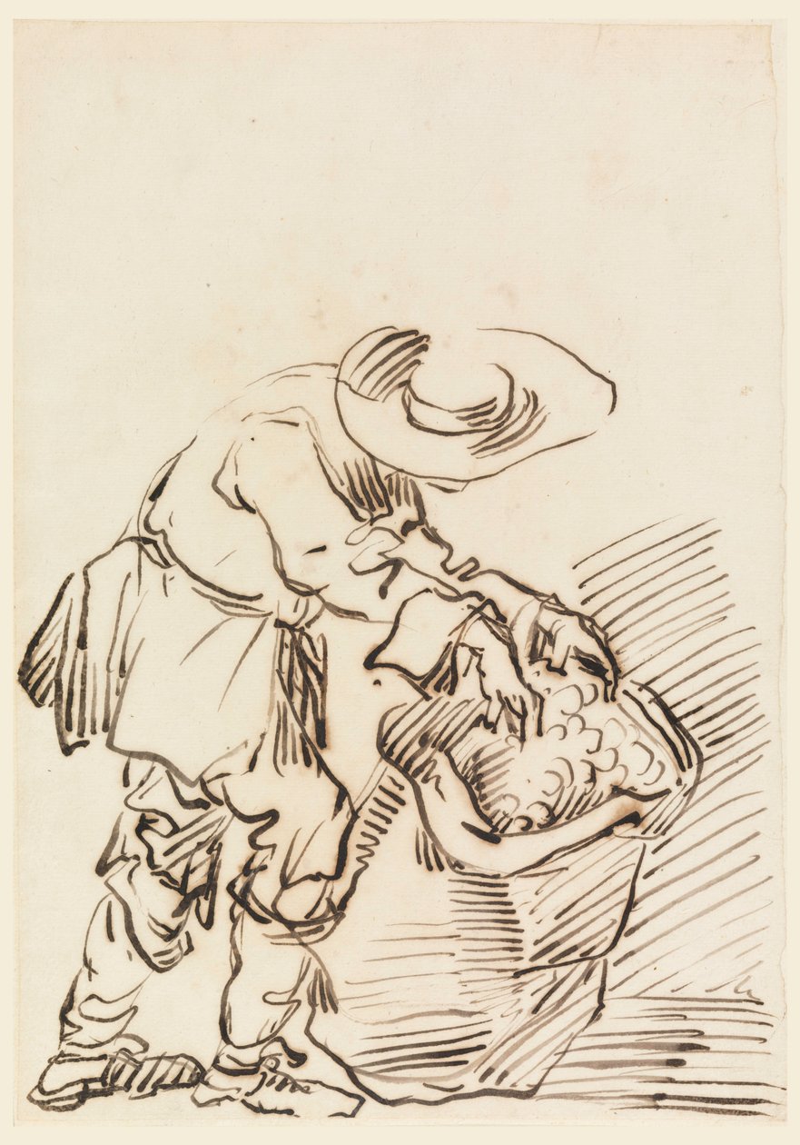 Rajz, dolgozó paraszt, 1728-78 alkotó: Carlo Marchionni