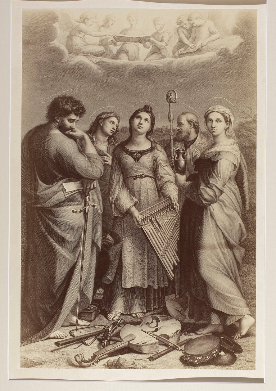„Szent Cecília extázisa”, ismeretlen szerző rézkarc-metszete, Raffaello (1483–1520) festménye alapján alkotó: Carlo Naya