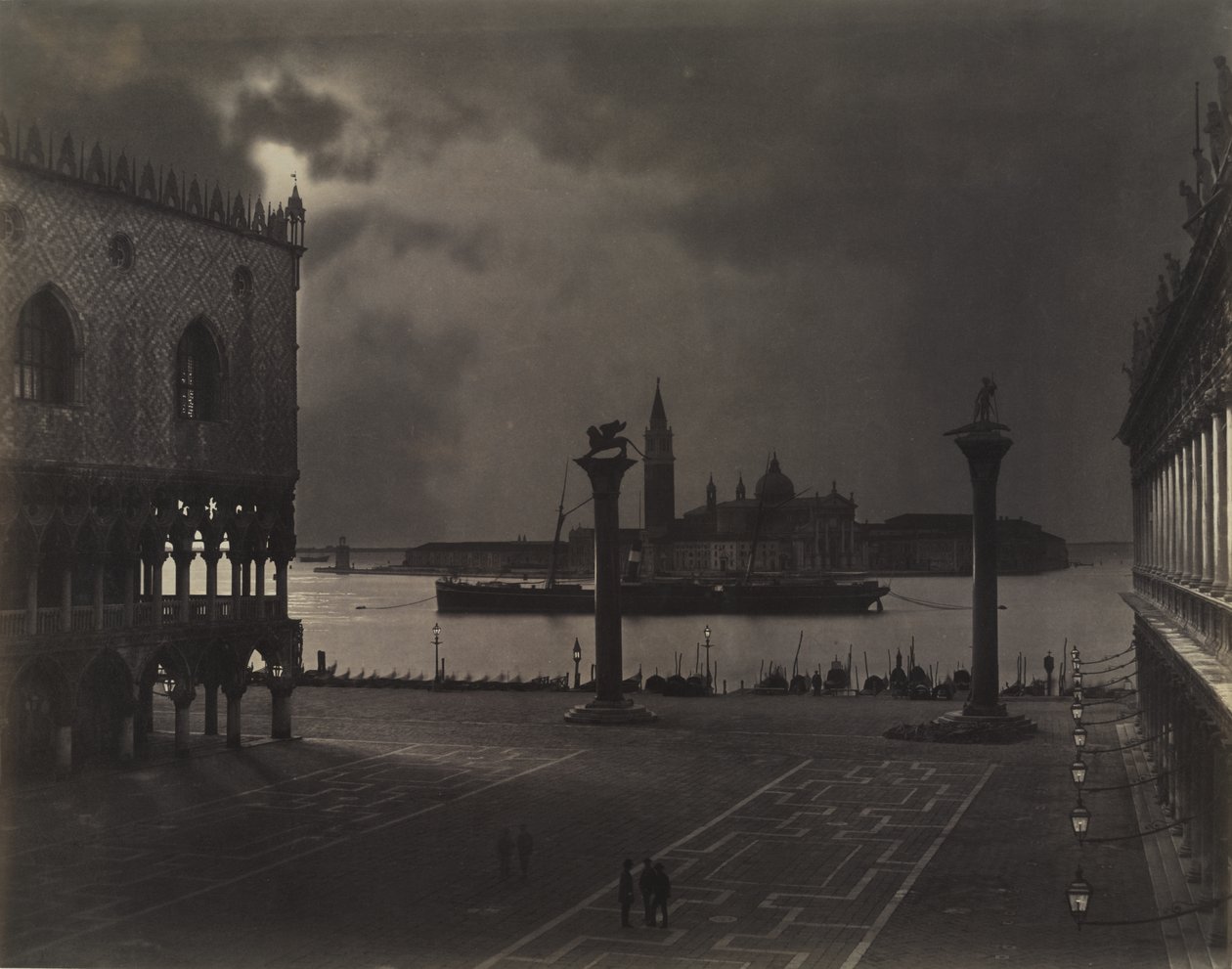 Velence: Szent Márk pillantása San Giorgio Maggiore felé, Holdfényben alkotó: Carlo Naya