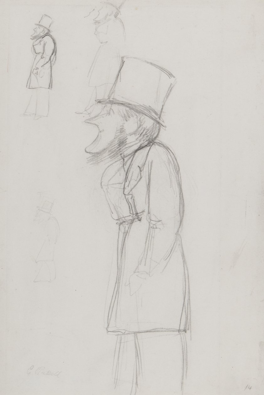 Vázlat karikatúrához, esetleg G. Russellről alkotó: Carlo Pellegrini