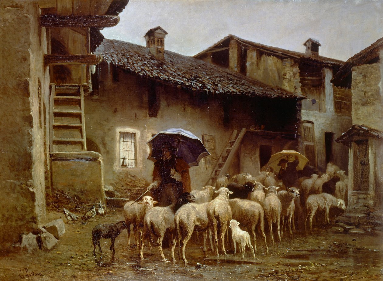 Visszatérés az istállóba, Carlo Pittara (1836-1890) alkotó: Carlo Pittara