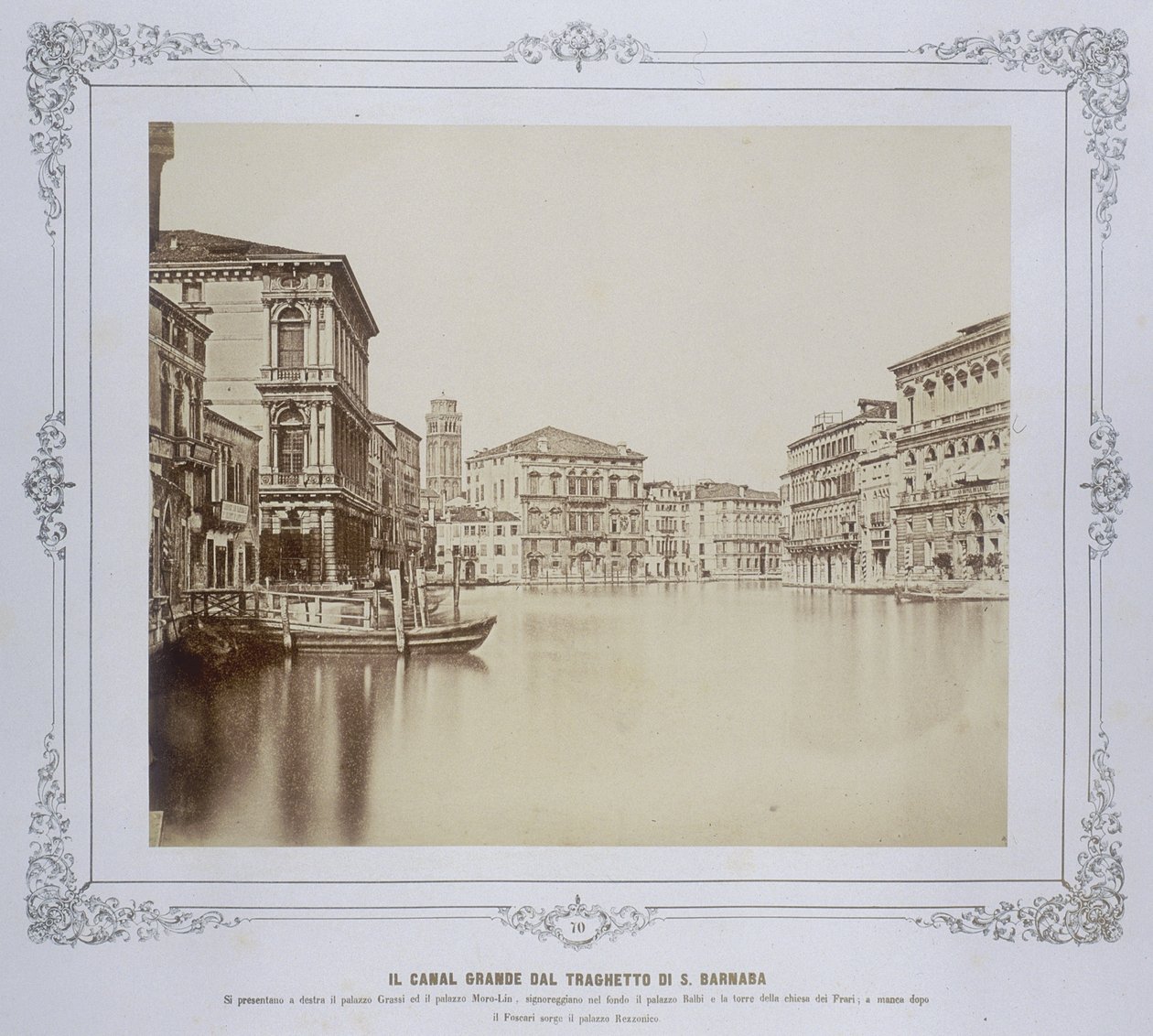 Velence, a Grand Canal a San Barnabas kompról, 1855 körül alkotó: Carlo Ponti