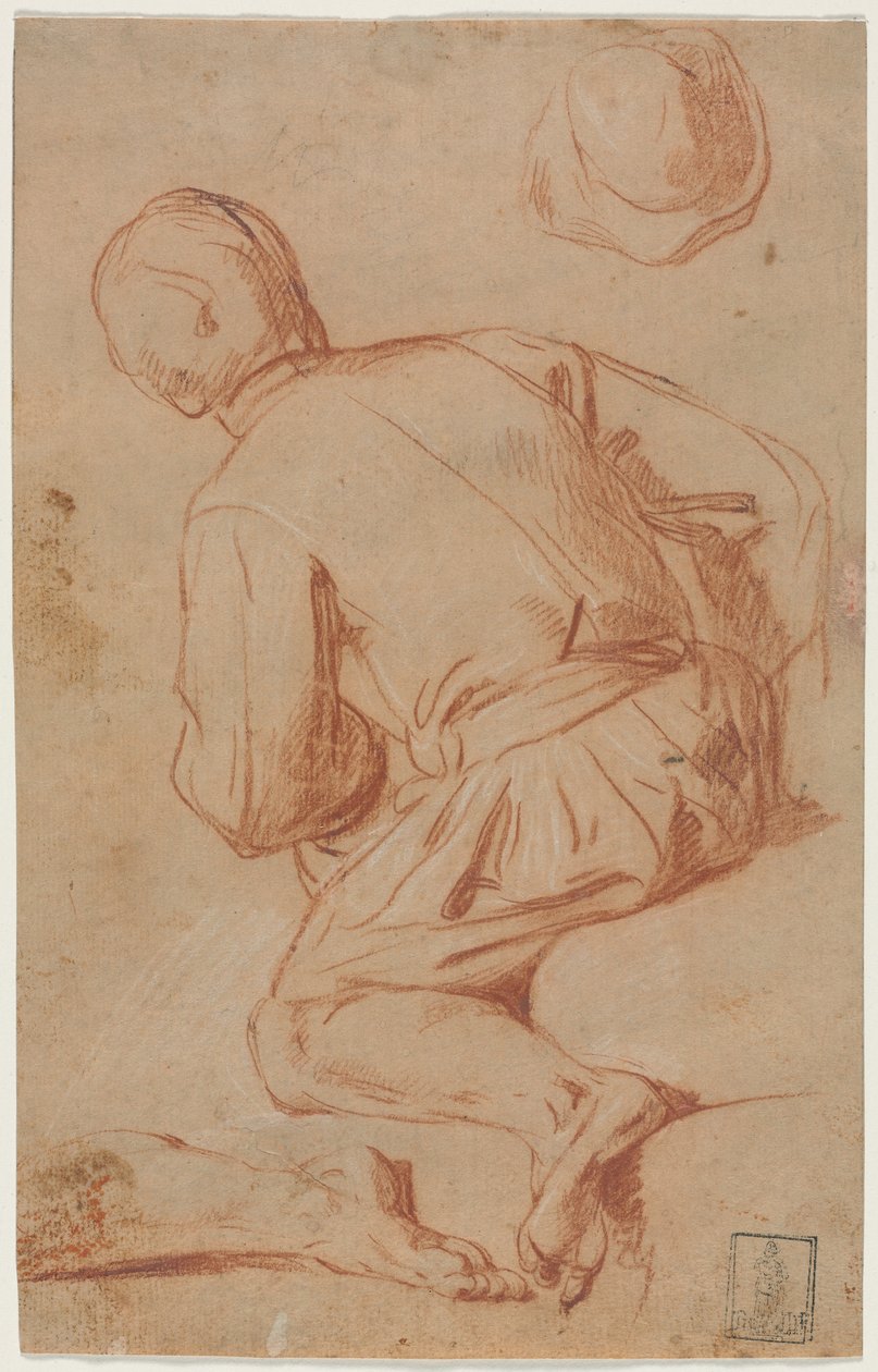 Ülő férfi hátulnézete, 1600-as évek vége. alkotó: Carlo Vimercati