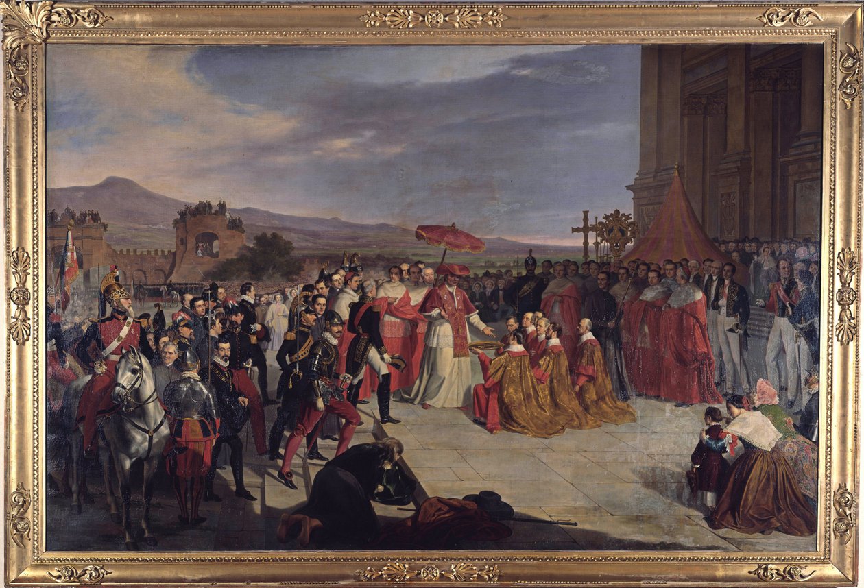 A római lateráni bazilika újraszentelése IX. Pius pápa által, De Paris, Carlo (1800-1861). Olajfestmény alkotó: Carlo de Paris