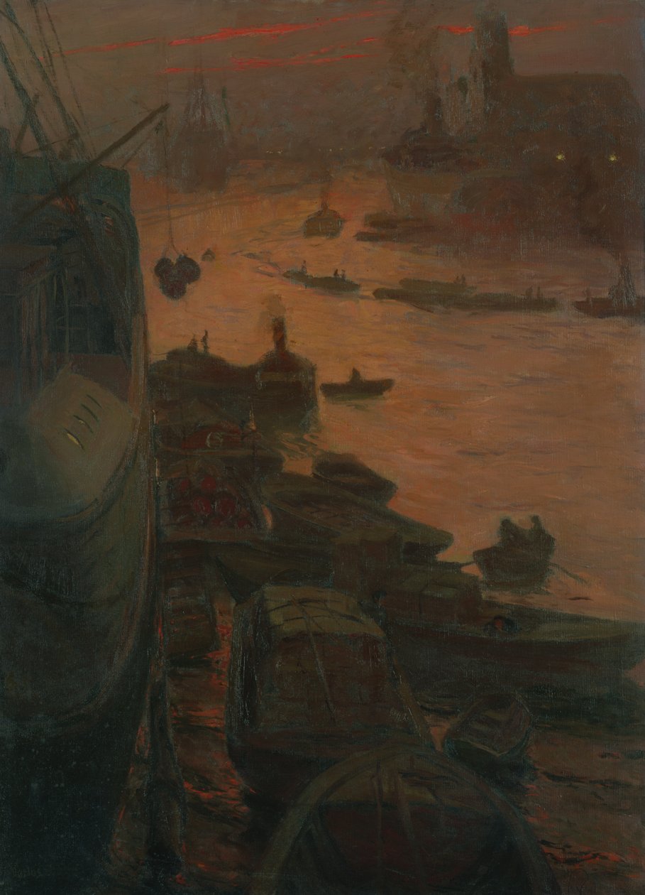 Hamburg kikötője az Emperors Quay mellett, 1911 alkotó: Carlos Grethe