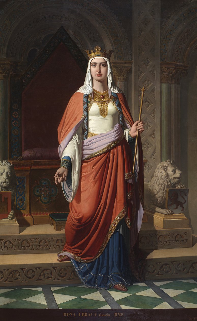 Portré de la reine Urraque Iere de Leon (1081-1126) (León és Kasztília Urraca királynő portréja) Carlos Mugica y Perez festménye (1821–1876) 1857 Palais de las Cortes, Madrid alkotó: Carlos Múgica y Pérez