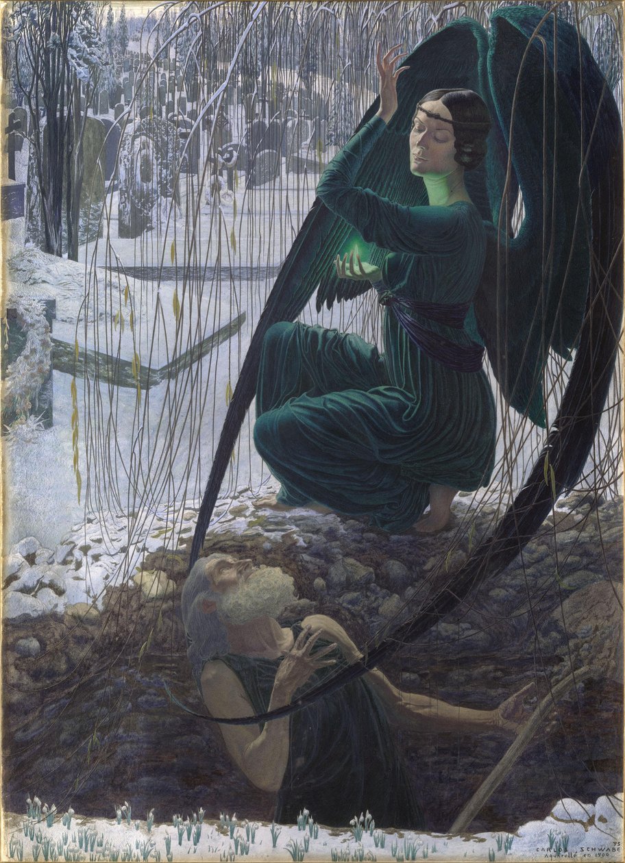 A sírásó halála 1895-1900 alkotó: Carlos Schwabe