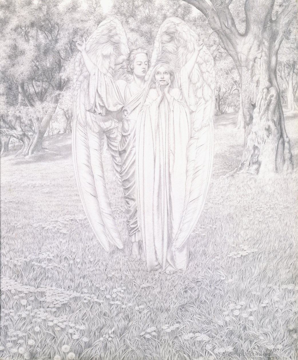 Két angyal, 1904 alkotó: Carlos Schwabe
