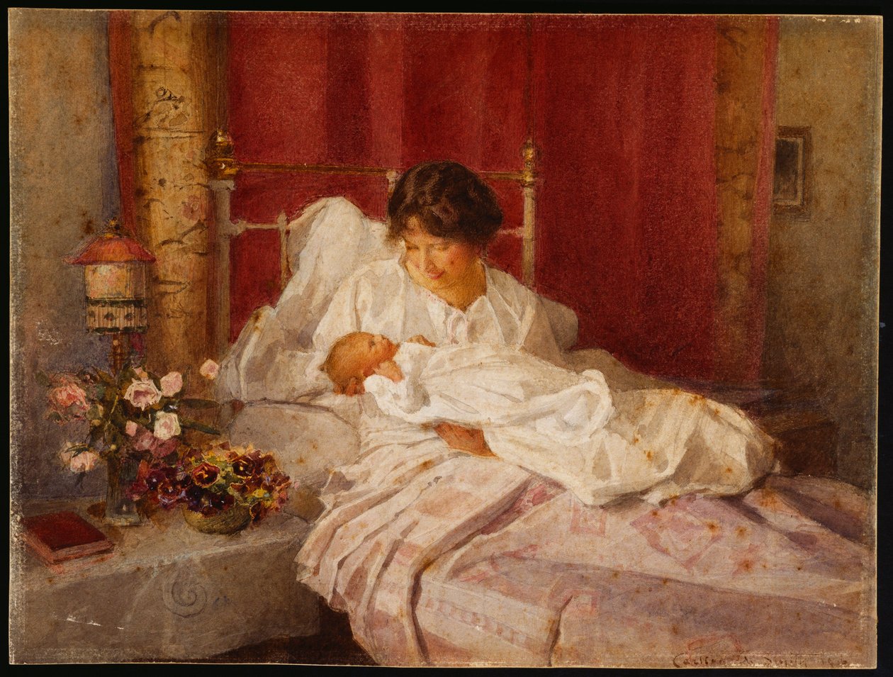 Egy anya a babájával alkotó: Carlton Alfred Smith