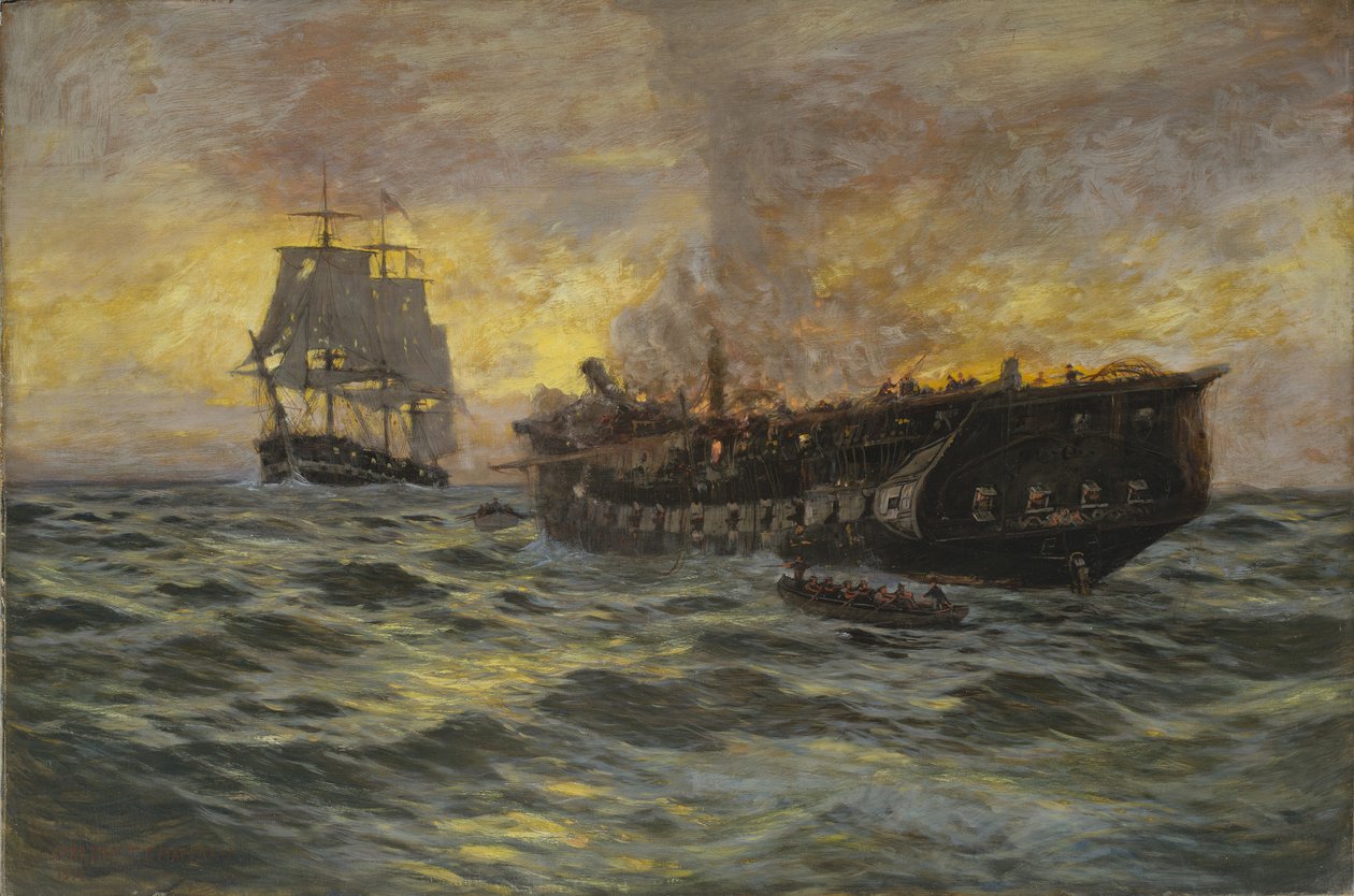 Az Egyesült Államok fregatt-alkotmánya és a H.M.S. Java, 1897 alkotó: Carlton Theodore Chapman