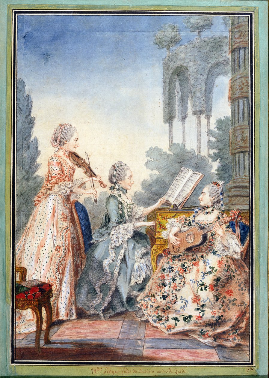 Joseph-Nicolas-Pancrace Royer (kb.1705-55) zeneszerző három lánya Zaide című balettjéből zenél, 1760 körül alkotó: Louis Carrogis dit Carmontelle