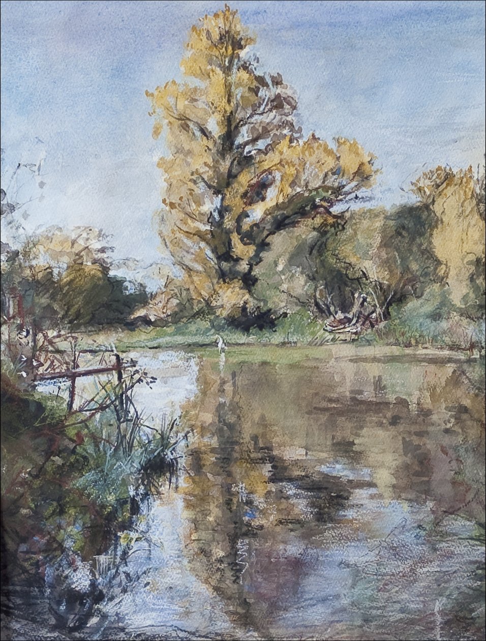 Early Autumn on the River teszt, 2007 (pasztell és wc papíron) alkotó: Caroline Hervey Bathurst