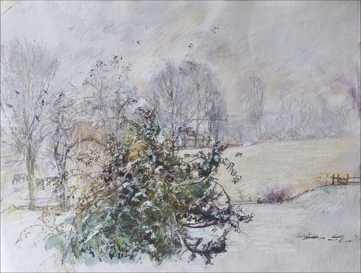 Tél az ablakunkból, 2009 (pasztell és wc papíron) alkotó: Caroline Hervey Bathurst