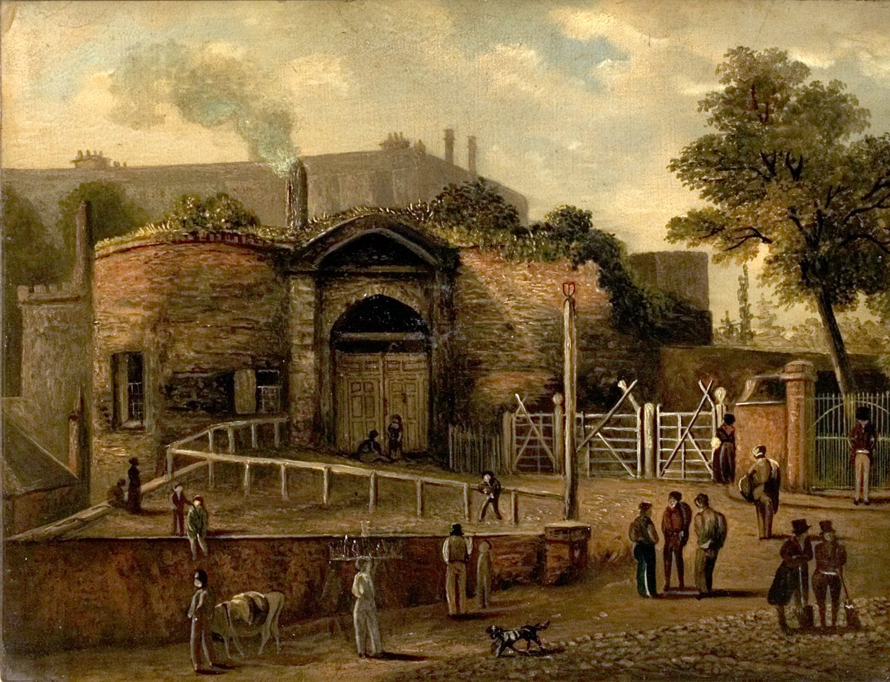 Kilátás a Castle Gatewayre, Nottingham (olaj a fedélzeten) alkotó: Caroline Mary Price