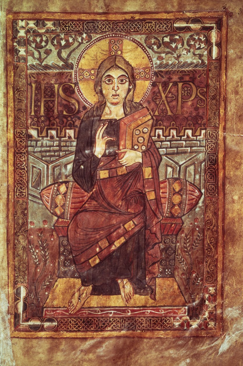 NAL 1203 fol.3 Christ in Majesty, a Godescale evangéliumból, i.sz. 781-783 körül alkotó: Carolingian School