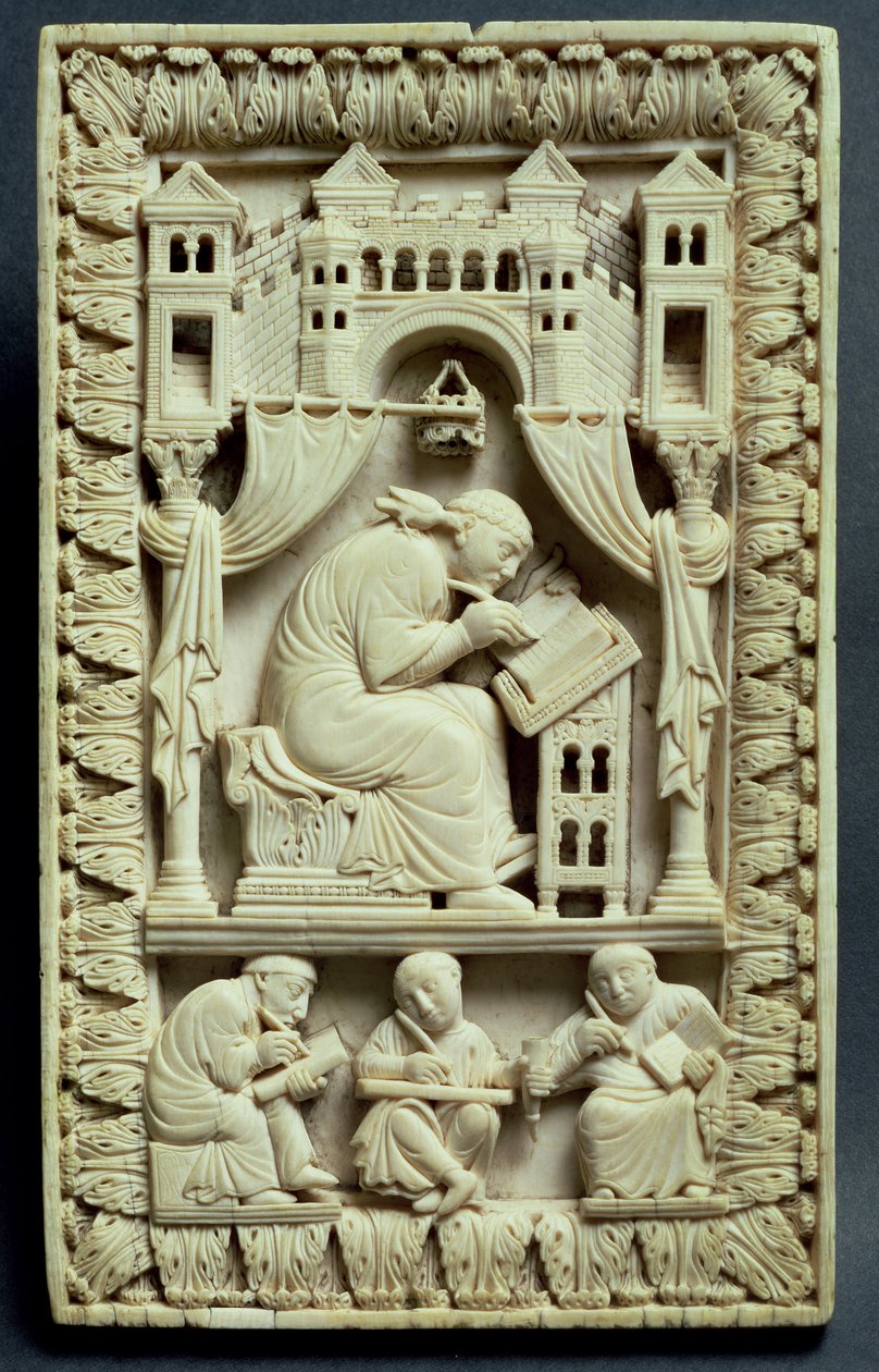 Szent Gergely írás írástudókkal lent, Francia-Német Iskola, 850-875 körül alkotó: Carolingian School