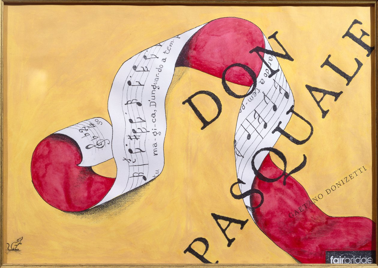 Don Pasquale (toll, tinta és akvarell papíron) alkotó: Carolyn Hubbard Ford